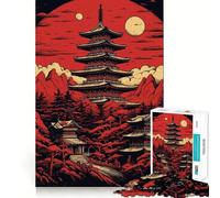Rompecabezas de 1000 Piezas con paisajes japoneses clásicos para Adultos Juego de Memoria Divertido Componentes Resistentes y de Corte Limpio aliviar el estrés (50x75cm)