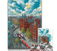 Rompecabezas de 1000 Piezas con paisajes urbanos de Londres y París para Adolescentes Un Juego desafiante Ideal para Regalar a Toda la Familia (tamaño 38x26cm)