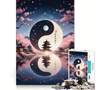 Rompecabezas de 1000 Piezas con paisajes Yin y Yang para Adultos Juego de Ejercicios de Pensamiento Ajuste Espacios Actividad para Fortalecer los Lazos Familiares (50x75cm)