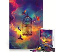 Rompecabezas de 1000 Piezas con pájaros escapando de una Jaula para Adultos Ideal para ejercitar la Memoria y Relajarse Regalar en Navidad (38x26cm)
