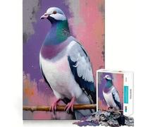 Rompecabezas de 1000 Piezas con Paloma Posada en una Rama, Fondo Colorido, para Adolescentes, Juguete de lógica, Tren, luz, relajación, Corte Suave, decoración de Pared (50x75cm)