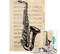 Rompecabezas de 1000 Piezas con partituras de saxofón Juego de ingenio para ejercitar la Mente Juguete adictivo Regalo Ideal para cumpleaños Desafío difícil (Tamaño 75x50cm)