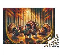 Rompecabezas de 1000 Piezas con Pavos en el Bosque otoñal, Escena de otoño en el Bosque de Setas, para Adultos, Juego Educativo, decoración del hogar, difícil, desafiante, cumpleaños, 70x50cm