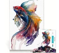 Rompecabezas de 1000 Piezas con Peces Betta Adultos en Acuarela Juego Mental Divertido con tecnología Avanzada de Corte láser Un desafío entretenido para Pasar el Tiempo (50x75cm)