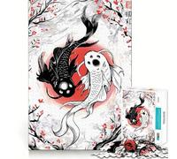 Rompecabezas de 1000 Piezas con Peces koi Yin y Yang Diversión para ejercitar la Mente Piezas de Ajuste preciso Un pasatiempo Fascinante para los Momentos de Ocio (50x75cm)