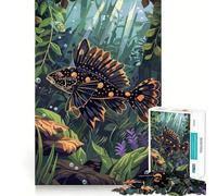 Rompecabezas de 1000 Piezas con Peces Negros y Dorados en una exuberante Escena submarina Juego de lógica de Corte preciso Juego Relajante (50x75cm)