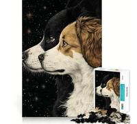 Rompecabezas de 1000 Piezas con Perros Border Collie bajo Las Estrellas Juego de articulaciones afiladas,Entrenamiento Mental,Juego para Momentos acogedores,decoración navideña para la Pared 50x75cm