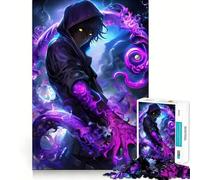Rompecabezas de 1000 Piezas con Personaje de Anime y energía púrpura Juego de concentración Mental con Cortes de precisión y Bordes Suaves Actividad Absorbente para Noches tranquilas (38x26cm)