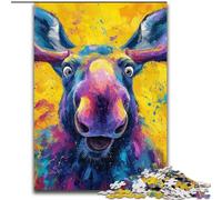 Rompecabezas de 1000 Piezas con Pintura al óleo de Alce para Adolescentes, Juguete Educativo Intelectual descompresor, Juego Educativo para cumpleaños y Navidad (26x38cm)