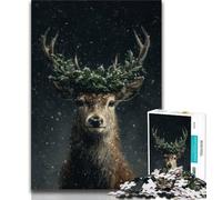 Rompecabezas de 1000 Piezas con Pintura al óleo de Ciervos para Adolescentes Ayuda a ejercitar el Cerebro Juguetes adictivos para Cultivar la Paciencia Un Gran Regalo (38x26cm)
