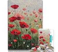 Rompecabezas de 1000 Piezas con Pintura al óleo de Flor de Amapola para Adolescentes, Juegos educativos, decoración del hogar, colección de Artistas, Bellas Artes (38x26cm)