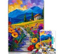 Rompecabezas de 1000 Piezas con Pintura al óleo de Flor de Amapola para Adultos Ejercita el Cerebro, Juguetes adictivos para Cultivar la Paciencia, Juego de desafío único (50x75cm)