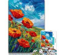 Rompecabezas de 1000 Piezas con Pintura al óleo de Flor de Amapola para Adultos y Adolescentes Juguete Educativo Toda la Familia (38x26cm)