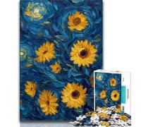 Rompecabezas de 1000 Piezas con Pintura al óleo de Girasol para Adultos, Ayuda a ejercitar el Cerebro, Juguetes adictivos para Cultivar la Paciencia, Gran Regalo, 38x26cm