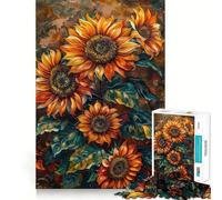 Rompecabezas de 1000 Piezas con Pintura al óleo de Girasol para Adultos, Juguete para Pensar, Calma, relajación, Corte Limpio, decoración de Pared 50x75cm