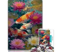 Rompecabezas de 1000 Piezas con Pintura al óleo de Koi para Adolescentes Ideal para Adultos y Adolescentes Ideal para Jugar en Familia y como Regalo de Amigo Secreto (50x75cm)