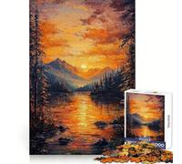 Rompecabezas de 1000 Piezas con Pintura al óleo de la Naturaleza al Atardecer para Adolescentes, Juguete cognitivo, Juego de ingenio, Borde Premium, selección de Deseos de Papá Noel 50x75cm