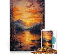 Rompecabezas de 1000 Piezas con Pintura al óleo de la Naturaleza al Atardecer para Adolescentes, Juguete cognitivo, Juego de ingenio, Borde Premium, selección de Deseos de Papá Noel 50x75cm