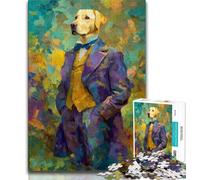 Rompecabezas de 1000 Piezas con Pintura al óleo de Labrador Amarillo Un Juego desafiante y Familiar Toda la Familia 38x26cm