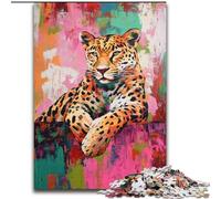 Rompecabezas de 1000 Piezas con Pintura al óleo de Leopardo para Adultos y Adolescentes, Juguete adictivo para estimular la Inteligencia y Decorar el hogar (50x75cm)