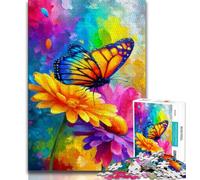 Rompecabezas de 1000 Piezas con Pintura al óleo de Mariposas para Adultos, Ideal para aliviar el estrés y Decorar tu Escritorio (38x26cm)