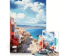 Rompecabezas de 1000 Piezas con Pintura al óleo de Mykonos para Adolescentes Juguete para Pensar con sabiduría, diversión y claridad Arte Coleccionable (38x26cm)