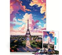 Rompecabezas de 1000 Piezas con Pintura al óleo de París para Adultos Refuerza la Memoria, es Relajante, Divertido Regalo Ideal para Festivales (38x26cm)