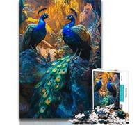 Rompecabezas de 1000 Piezas con Pintura al óleo de Pavo Real para Adultos y Adolescentes Un desafío difícil y antiestrés Toda la Familia 75x50cm