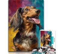 Rompecabezas de 1000 Piezas con Pintura al óleo de Perro Salchicha para Adultos y Adolescentes ¡Un Juego Divertido y desafiante para Toda la Familia! Cada Pieza es única 50x75cm
