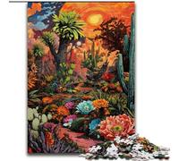 Rompecabezas de 1000 Piezas con Pintura al óleo de Plantas del Desierto para Adultos y Adolescentes, Ideal para Disfrutar en Familia en casa, Regalo de cumpleaños o de Viaje (26x38cm)