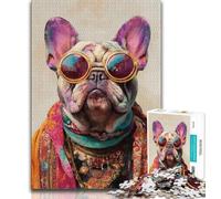 Rompecabezas de 1000 Piezas con Pintura al óleo de Pug para Adultos y Adolescentes, Ideal para estimular la Inteligencia Cerebral y Decorar el hogar (38x26cm)
