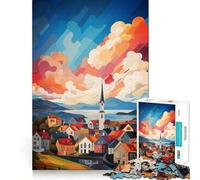 Rompecabezas de 1000 Piezas con Pintura al óleo de Reikiavik para Adolescentes, Juego Inteligente para Jugar en Grupo, ensamblaje de imágenes, decoración de Pared (50x75cm)