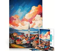 Rompecabezas de 1000 Piezas con Pintura al óleo de Reikiavik para Adolescentes Refuerza la Memoria Diversión Tranquila Borde de Calidad Regalo Ideal (38x52cm)