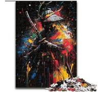 Rompecabezas de 1000 Piezas con Pintura al óleo de samurái Ninja para Adultos y Adolescentes, un desafío difícil y antiestrés para la decoración del hogar para Mayores de 14 años (50x75cm)