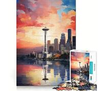 Rompecabezas de 1000 Piezas con Pintura al óleo de Seattle para Adolescentes Juego de Rompecabezas para desarrollar la Mente Tranquila (38x26cm)