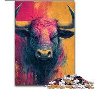 Rompecabezas de 1000 Piezas con Pintura al óleo de Toro para Adolescentes, Juguetes educativos y Juegos Familiares, Ideal para Decorar tu Escritorio (26x38cm)