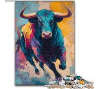 Rompecabezas de 1000 Piezas con Pintura al óleo de Toro para Adultos y Adolescentes, Juegos educativos, Juguetes de Bricolaje con póster a Juego y Hoja de Trivia para Mayores de 14 años (26x38cm)