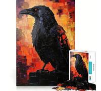 Rompecabezas de 1000 Piezas con Pintura al óleo de un Cuervo para Adultos Juguete Inteligente para Toda la Familia Obra de Arte de Corte preciso (50x75cm)