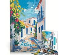 Rompecabezas de 1000 Piezas con Pintura callejera de Atenas,Grecia Arte de Corte preciso Juego Que estimula la Mente Diversión para el Tiempo Libre Decoración navideña Regalo (50x75cm)