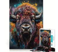 Rompecabezas de 1000 Piezas con Pintura de bisontes,Piezas de Ajuste preciso,Juego cognitivo,Regalo,Momento Acogedor y Divertido,Escena navideña,Arte (38x26cm)