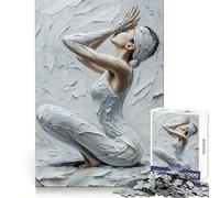 Rompecabezas de 1000 Piezas con Pintura de Figura Blanca Pensamiento Claro, distracción Suave, Bordes precisos, Regalo significativo (50x75cm)