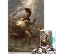 Rompecabezas de 1000 Piezas con Pintura de Guerrero Espartano para Adultos y Adolescentes, Juego de Preguntas, decoración de Pared, cumpleaños y Navidad, 50x75cm