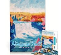 Rompecabezas de 1000 Piezas con Pintura de Las Cataratas del Niágara para Adolescentes, Juguete para el hogar, Actividades, Bordes precisos, Lista de Deseos de Papá Noel (50x75cm)