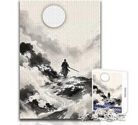 Rompecabezas de 1000 Piezas con Pintura de Lavado de Tinta samurái Juego Divertido de Aprendizaje Consciente Celebraciones alegres Tamaño 50x75cm