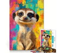 Rompecabezas de 1000 Piezas con Pintura de Suricata Sonriente para Adolescentes Juego Inteligente para Pasar Tiempo en Familia Obra de Arte para armar 38x26cm