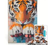 Rompecabezas de 1000 Piezas con Pintura de Tigre en Primer Plano Juguete Educativo Interesante para Reducir el estrés Que Mejora el Amor Entre Parejas 50x75cm