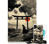 Rompecabezas de 1000 Piezas con Pintura de Tinta de samurái y Puerta Torii para Adolescentes Juguete de Habilidad para Relajarse y divertirse Corte preciso Regalo Ideal (38x26cm)