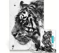 Rompecabezas de 1000 Piezas con Pintura de Tinta de Tigre Salvaje para Adultos Juego Que estimula la Mente Superficie Lisa y sin Rebabas Un pasatiempo Fascinante para los Momentos de Ocio (38x26cm)