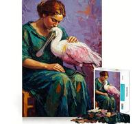 Rompecabezas de 1000 Piezas con Pintura de una Mujer con una espátula Rosada Desarrolla la lógica,el Pensamiento,la Habilidad para Cortar y la destreza Manual para Momentos de Tranquilidad