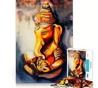 Rompecabezas de 1000 Piezas con Pintura en Acuarela del Señor Ganesha para Adolescentes Juego para estimular la Mente Montaje Firme y Seguro Actividad Divertida para Toda la Familia (50x75cm)